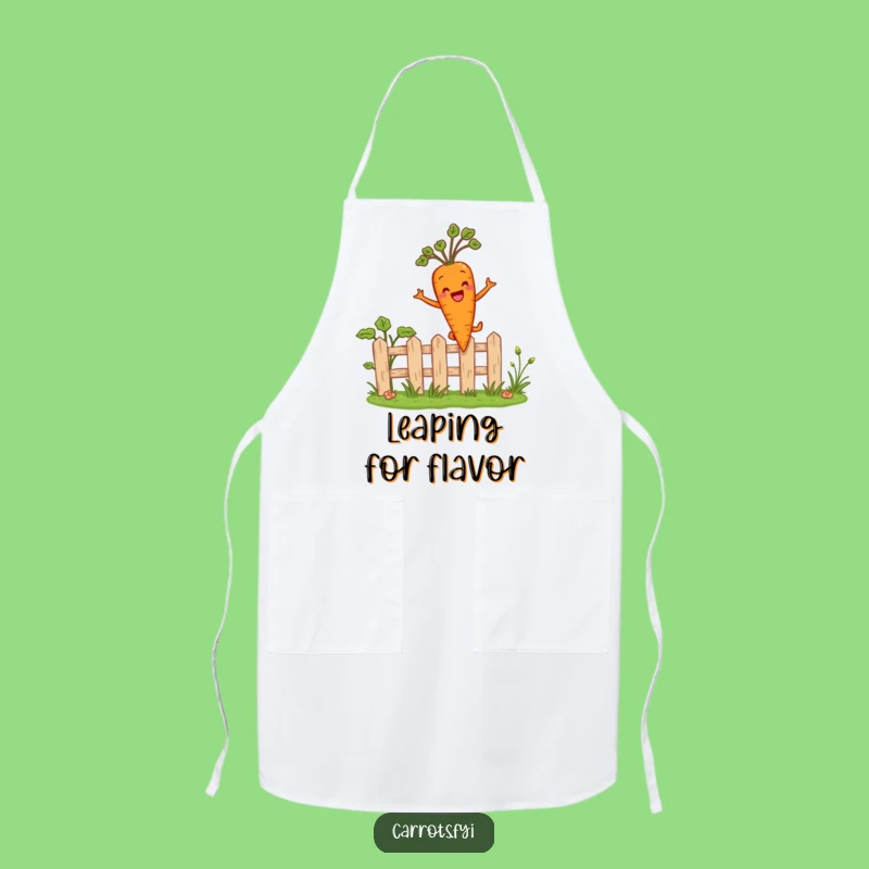Funny Carrot Leaping Fence Apron - Chef's Hilarious Garden Veggie Kitchen Wear