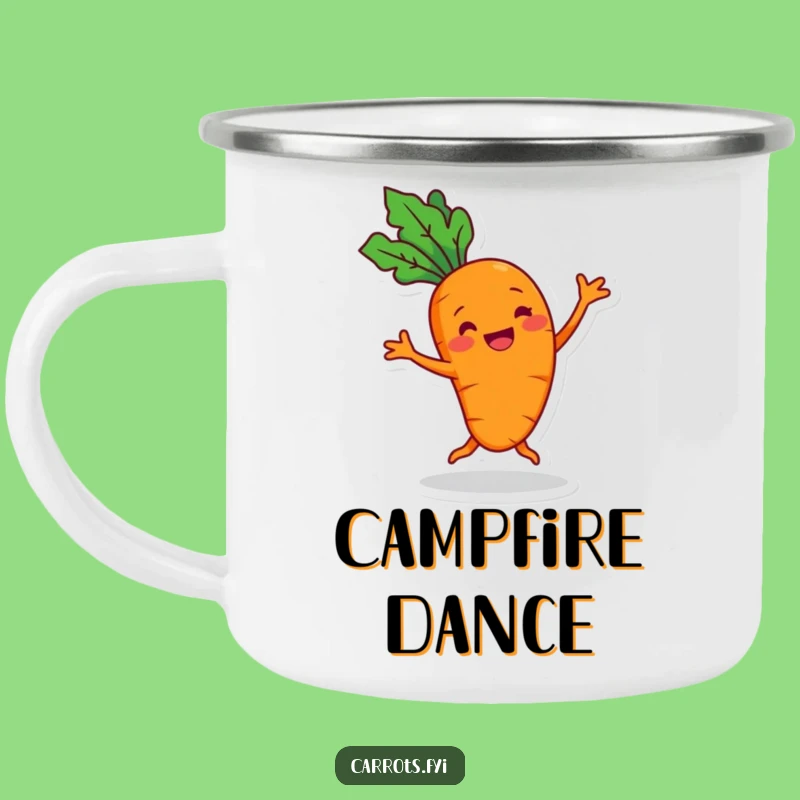 Funny Carrot Dance Camping Mug - Cheerful Veggie Enamel Cup, Outdoor Fun Gift