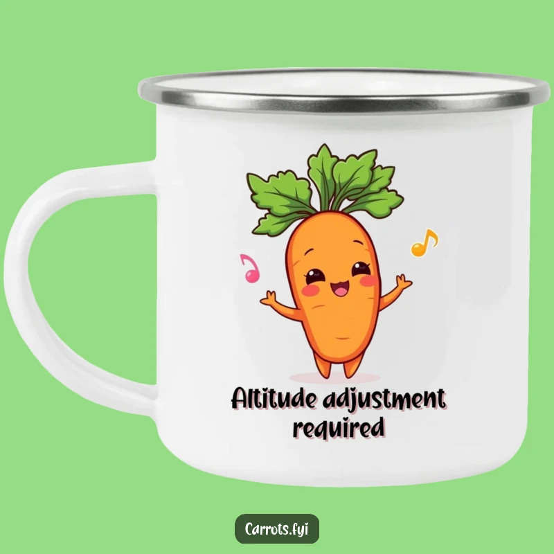 Funny Carrot Juggling Enamel Camping Mug - Outdoor Garden Humor Gift
