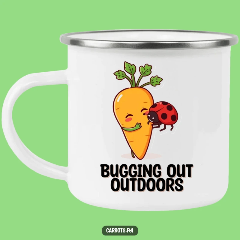 Funny Carrot Nudging Ladybug Camping Mug: Your Hilarious Companion for Outdoor Adventures!
