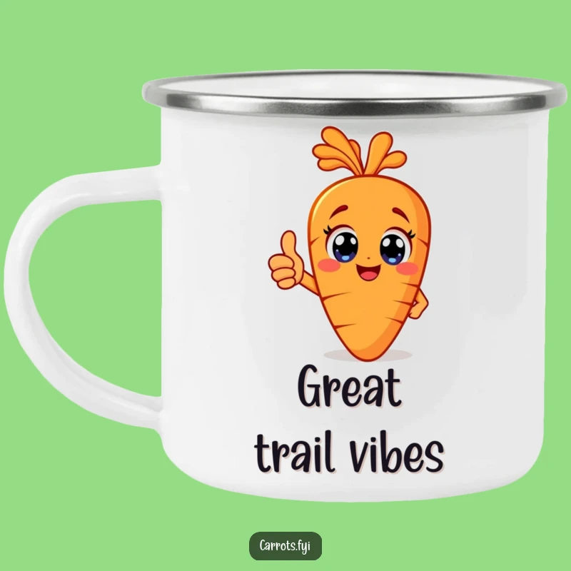 Funny Carrot Thumbs Up Camping Mug - Happy Veggie Enamel Cup, Outdoor Cheer Gift