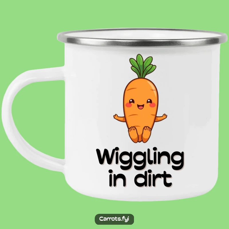 Funny Carrot Wiggle Camping Mug - Smiling Veggie Enamel Cup, Outdoor Joy Gift