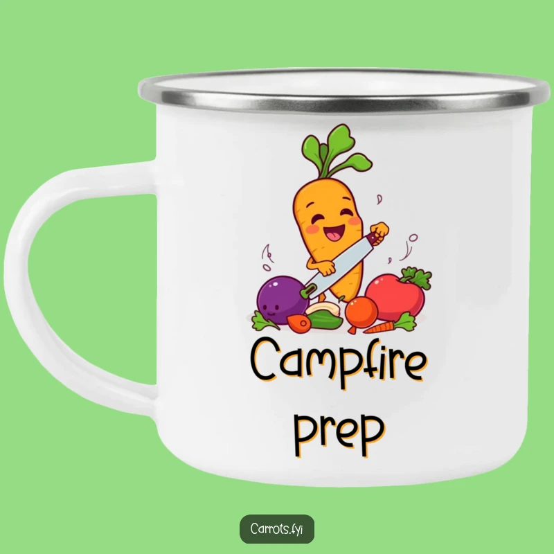 Funny Chopping Carrot Camp Mug - Hilarious Kitchen Prep Drinkware