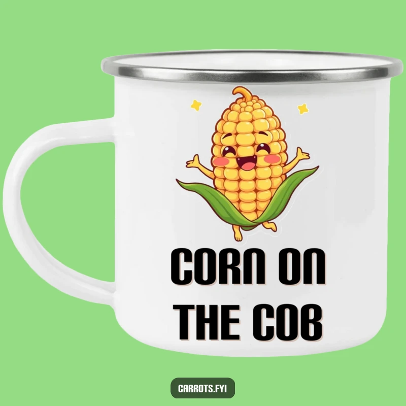 Funny Corn Kernel Spin Camping Mug: Joyful Outdoor Cup, Hilarious Adventure Gift