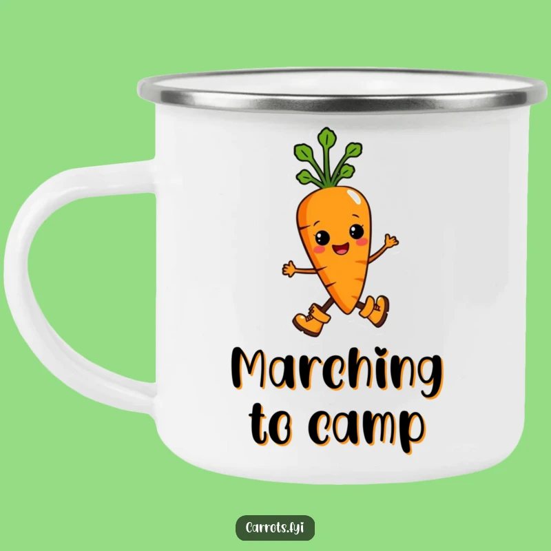 Funny Marching Carrot Camp Mug: Hilarious Outdoor Drinkware for Determined Adventures