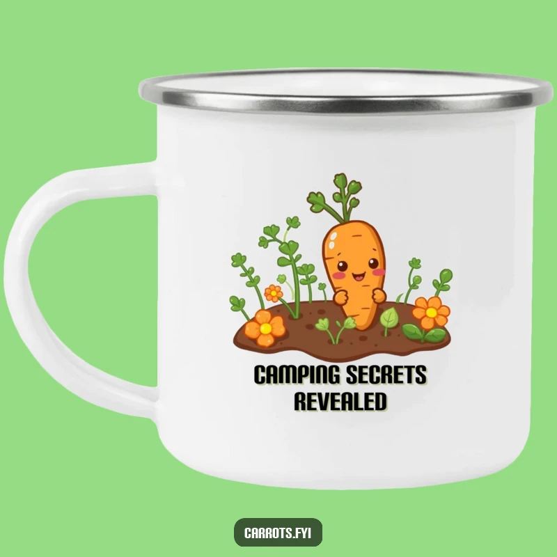 Funny Mischievous Carrot Enamel Camping Mug - Outdoor Veggie Humor Gift