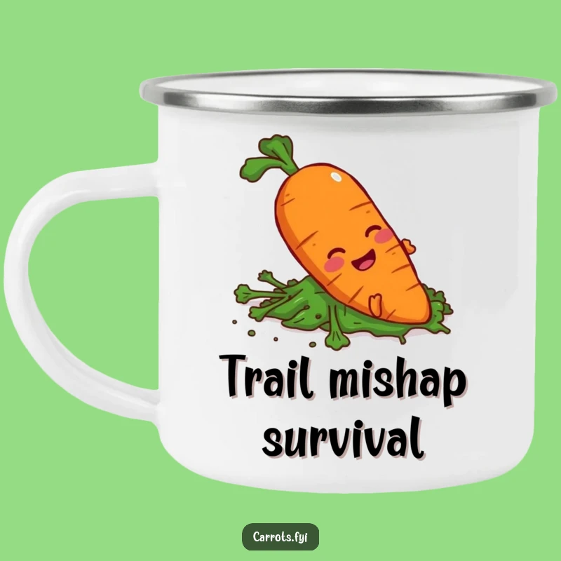 Funny Slipping Carrot Camping Mug, Outdoor Veggie Mishap Cup, Unique Funny Gift
