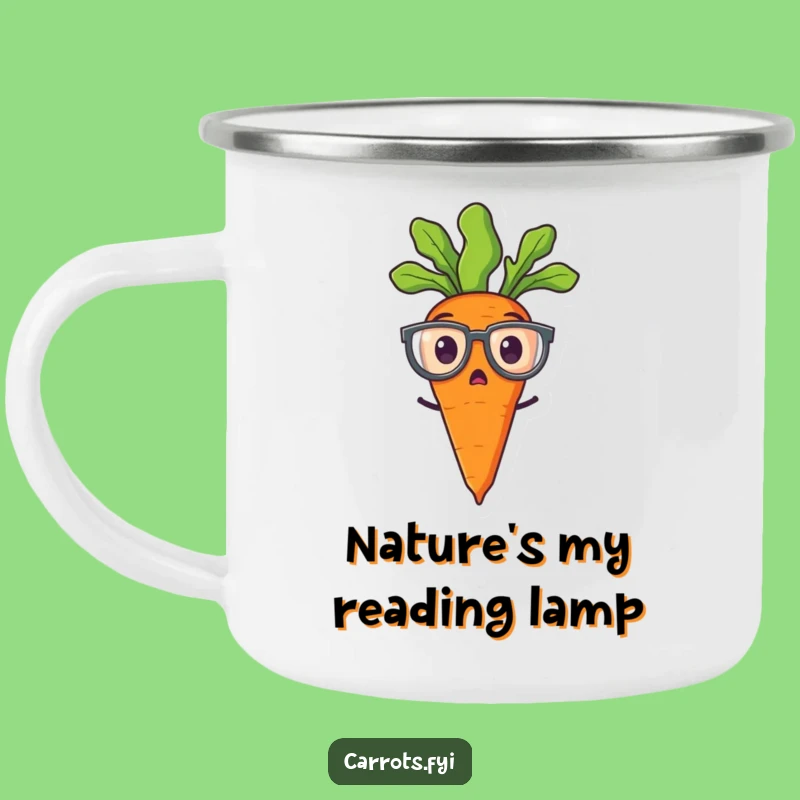 Funny Surprised Carrot Camping Mug - Durable Spectacle Veggie Cup for Outdoor Laughs
