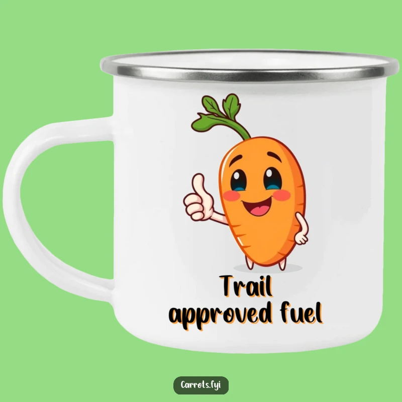 Funny Jolly Carrot Thumbs-Up Camping Mug: Outdoor Positivity, Perfect Funny Gift for Hikers