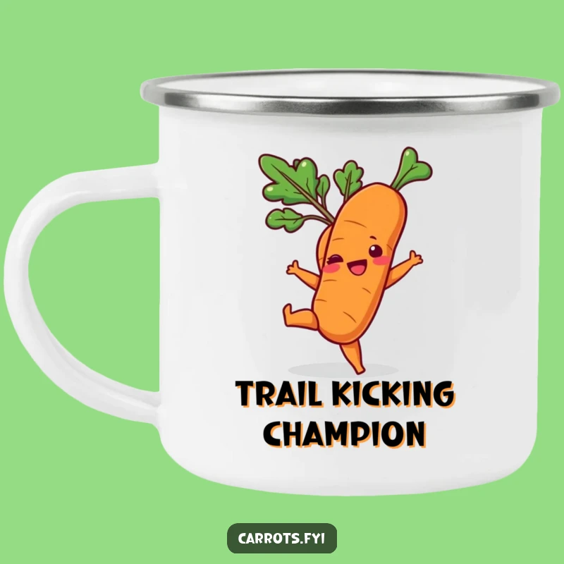 Funny Playful Carrot Kick Camping Mug - Durable Veggie Cup for Outdoor Energy