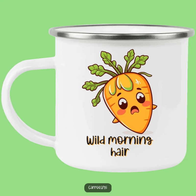 Funny Surprised Carrot Camping Mug: Rugged Veggie Art, Hilarious Outdoor Gift