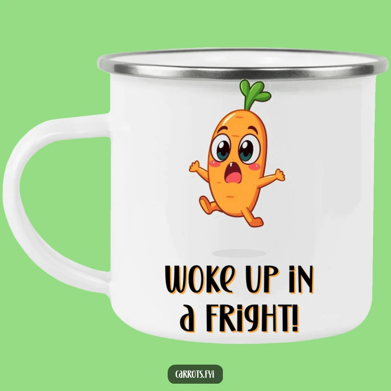 Funny Surprised Carrot Camping Mug, Outdoor Veggie Shock Cup, Unique Funny Gift