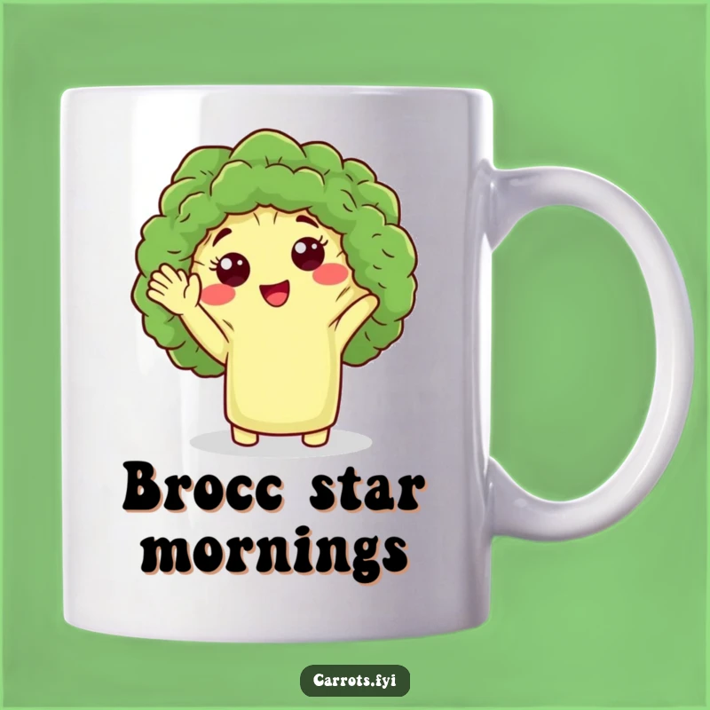 Funny Broccoli Wave Mug: Cute Veggie Character Gift for a Friendly Person