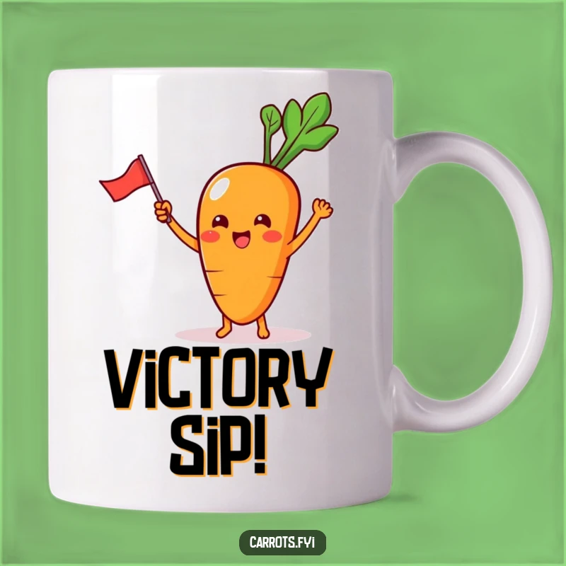 Funny Carrot Mug: Waving Flag Kawaii Character, Perfect Funny Gift for Veggie Fans!