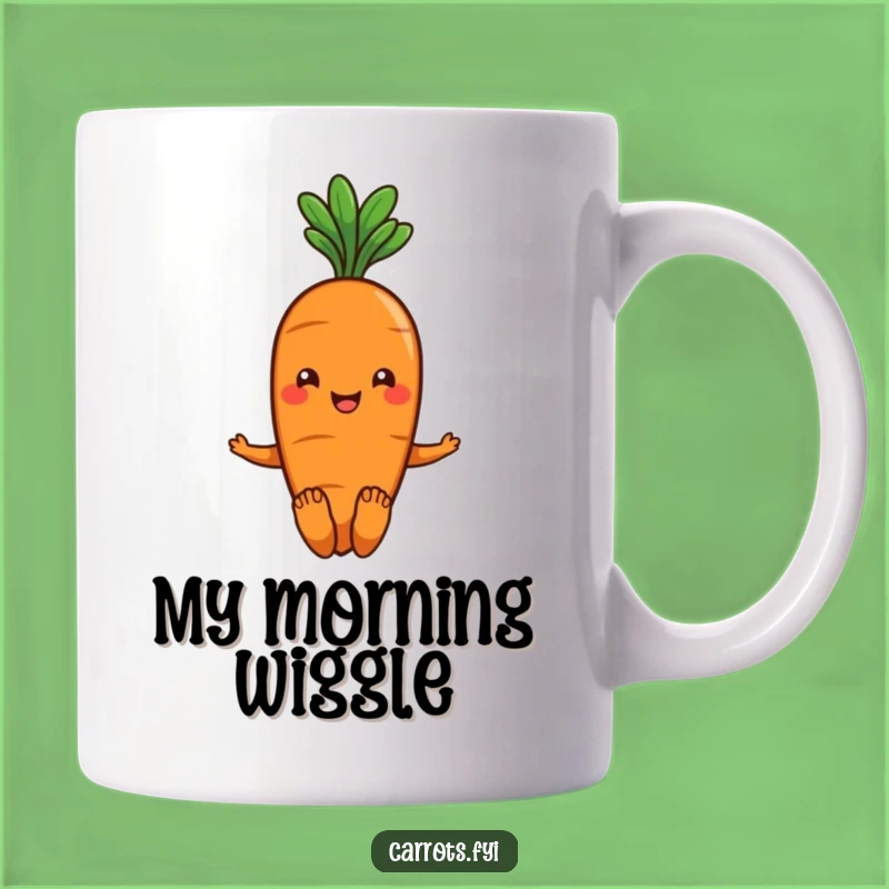 Funny Carrot Wiggle Mug - Smiling Veggie with Leafy Hair, Perfect Funny Gift