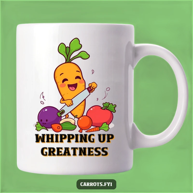 Funny Chopping Carrot Chef Mug - Hilarious Kitchen Prep Gift