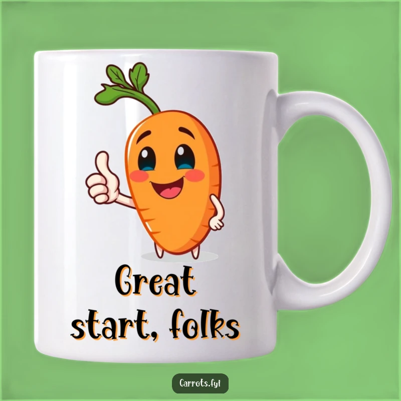 Funny Jolly Carrot Thumbs-Up Mug: Healthy Vibes, Perfect Funny Gift for Optimists