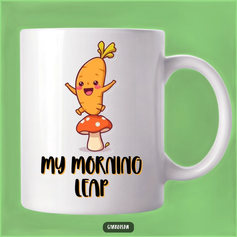 Funny Leaping Carrot Mug: Exuberant Veggie Action for a Perfect Funny Gift!