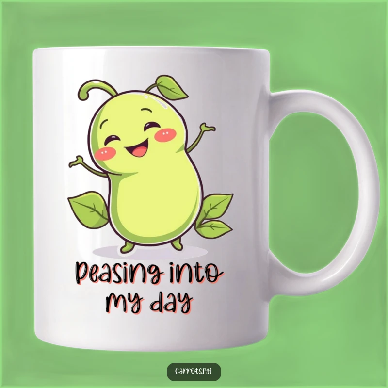 Funny Pea Pod Mug: Smiling Wiggling Character Gift for a Lively Person
