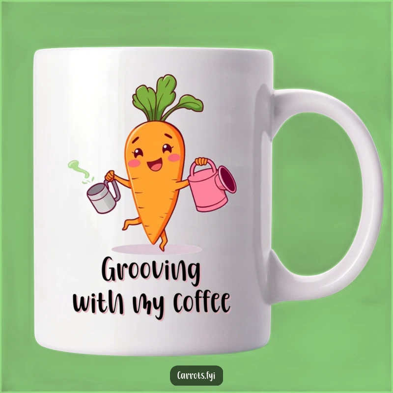 Funny Cheerful Carrot Dancing Mug - Happy Veggie Gardener Gift