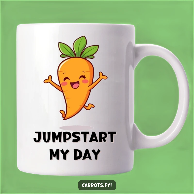 Funny Carrot Stick Leap Mug: Joyful Veggie Character Gift for Smiles