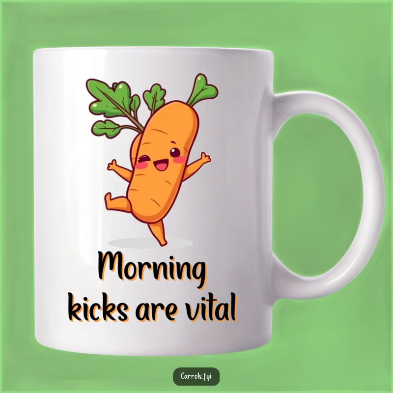 Funny Kicking Carrot Mug - Joyful Veggie Character Mug for a Playful Start