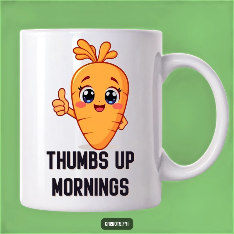 Funny Carrot Thumbs Up Mug - Happy Veggie with Big Eyes, Perfect Funny Gift