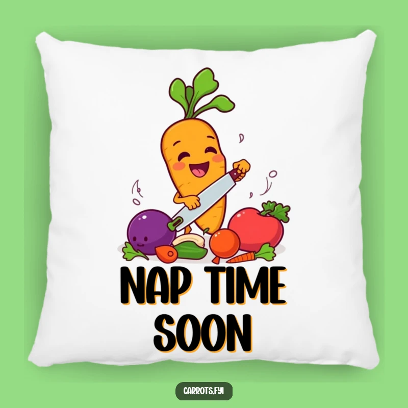 Funny Chopping Carrot Pillow - Cozy & Hilarious Kitchen Decor