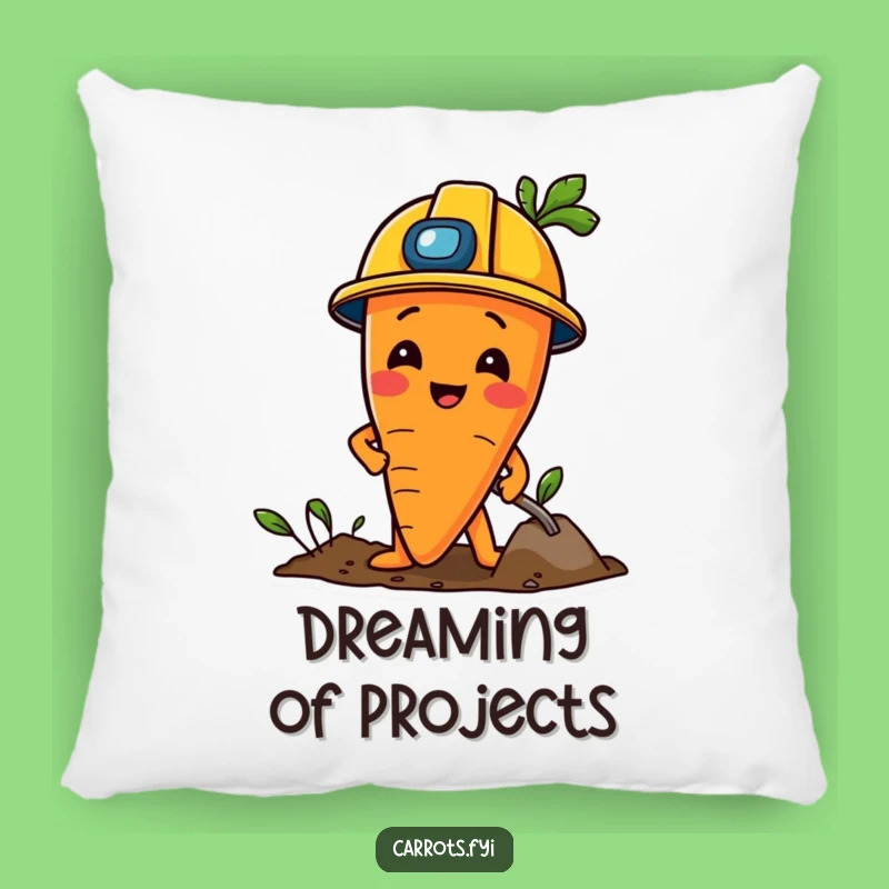 Funny Construction Carrot Pillow: Cozy Comfort for Builders, Wonderful Funny Gift