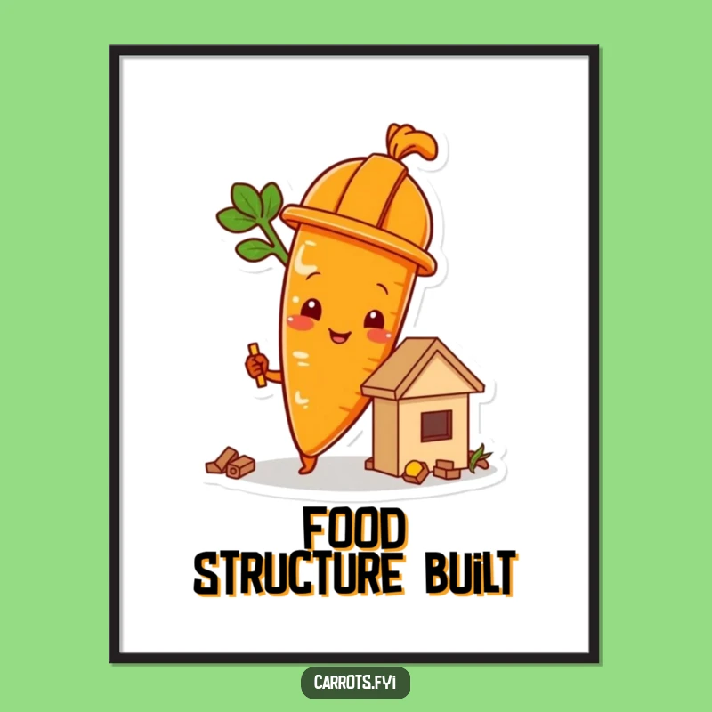 Funny Building Carrot Art Print - Hilarious Construction Site Decor