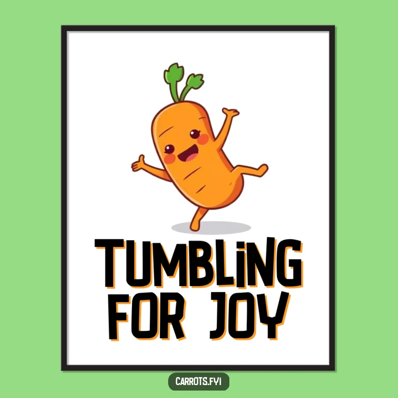 Funny Carrot Cartwheel Digital Art: Energetic Veggie for Dynamic Decor