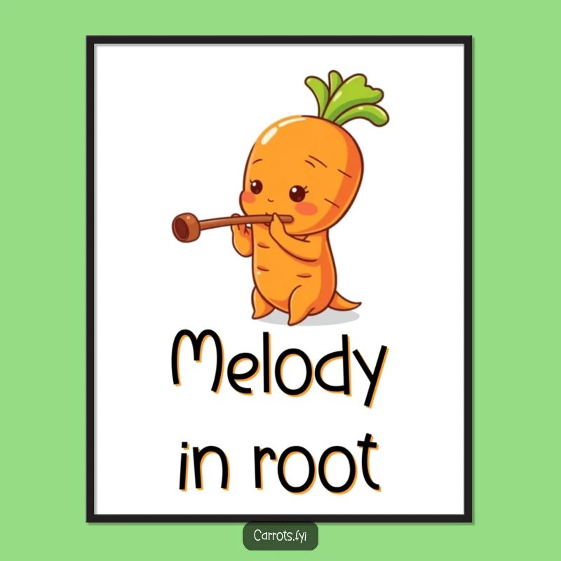 Funny Carrot Flute Virtuoso Digital Art, Whimsical Veggie Print, Unique Funny Gift Decor