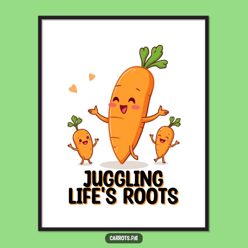 Funny Carrot Juggling Veggies Digital Art - Whimsical Root Vegetable Wall Decor