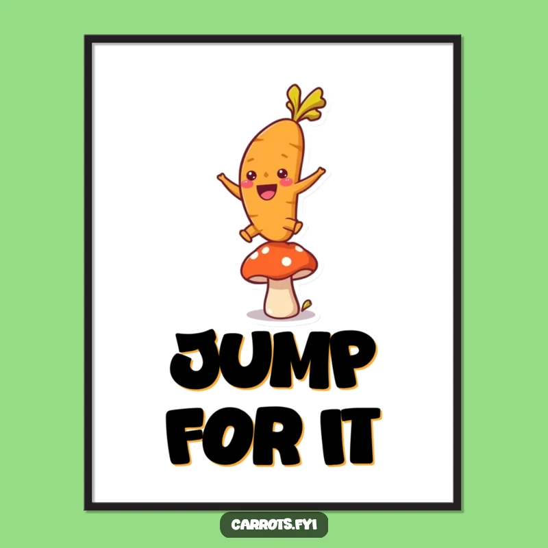 Funny Leaping Carrot Digital Art: Instant Exuberance for Your Space!