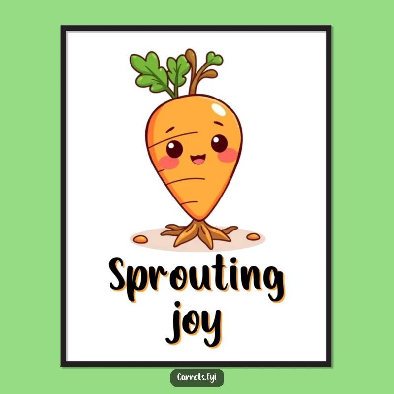 Funny Playful Carrot Digital Art - Sprouting Veggie Character Print
