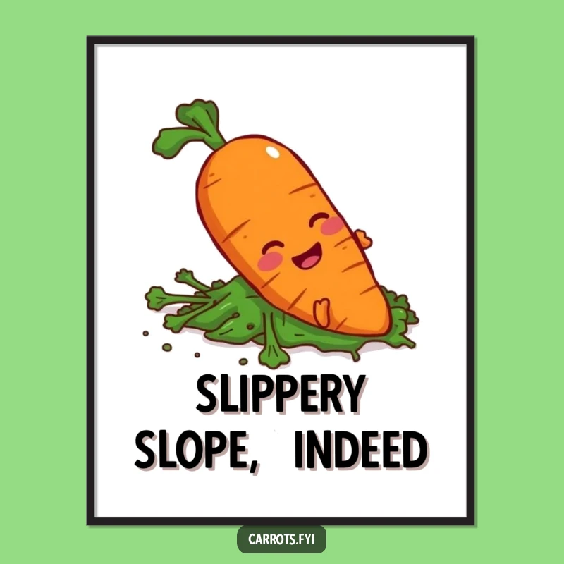 Funny Slipping Carrot Digital Art, Instant Veggie Mishap Decor, Easy Funny Gift