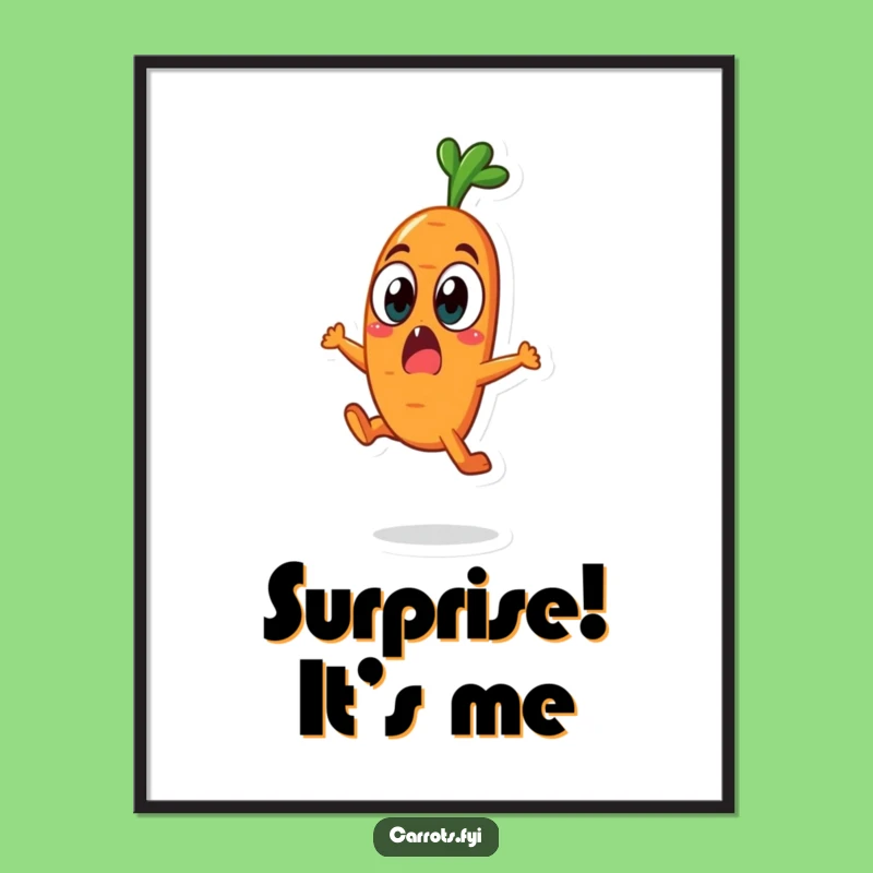 Funny Surprised Carrot Digital Art, Instant Veggie Shock Decor, Easy Funny Gift
