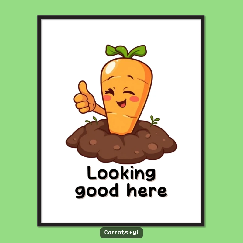 Funny Winking Carrot Digital Art: Thumbs Up Decor, Instant Funny Gift Download