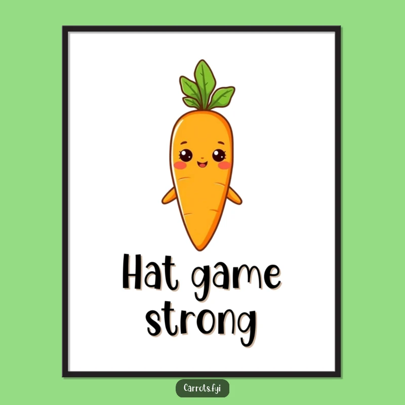 Funny Sprout Hat Carrot Digital Art, Confident Veggie Print, Unique Funny Gift Decor