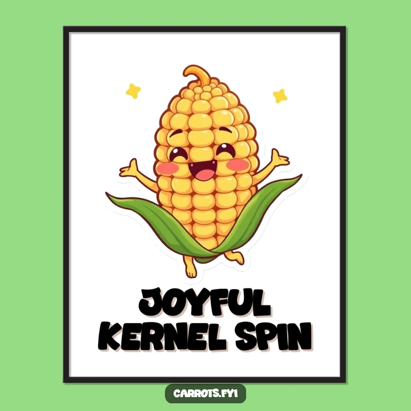 Funny Corn Kernel Spin Digital Art: Joyful Illustration, Instant Humorous Download
