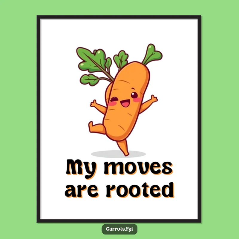Funny Playful Carrot Kick Digital Art - Energetic Veggie Print for Instant Joyful Decor