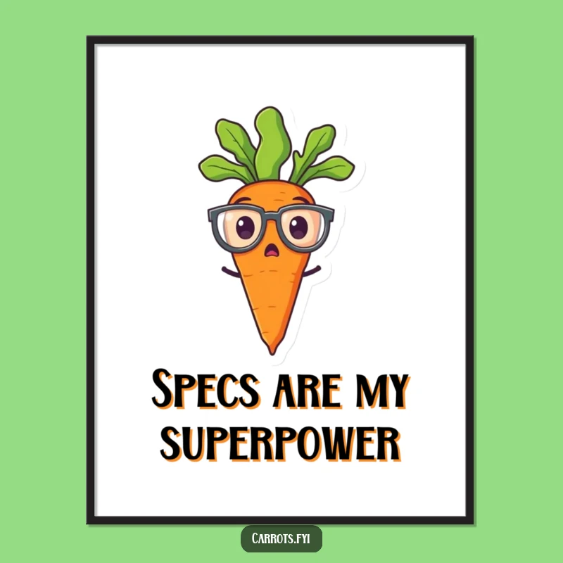 Funny Surprised Carrot Digital Art - Hilarious Spectacle Veggie Print for Instant Wall Laughs