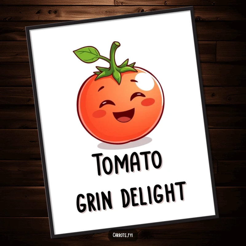 Funny Tomato Digital Art Print: A cheerful tomato character with a wide grin, ready to bring joy.