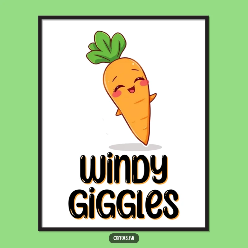 Funny Giggling Carrot Digital Art - Breezy Vegetable Character Print