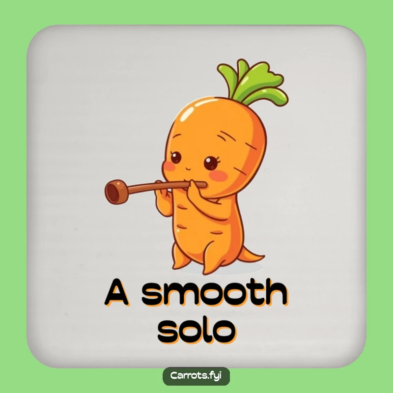 Funny Carrot Flute Player Coaster, Whimsical Veggie Drink Mat, Tiny Funny Gift Decor