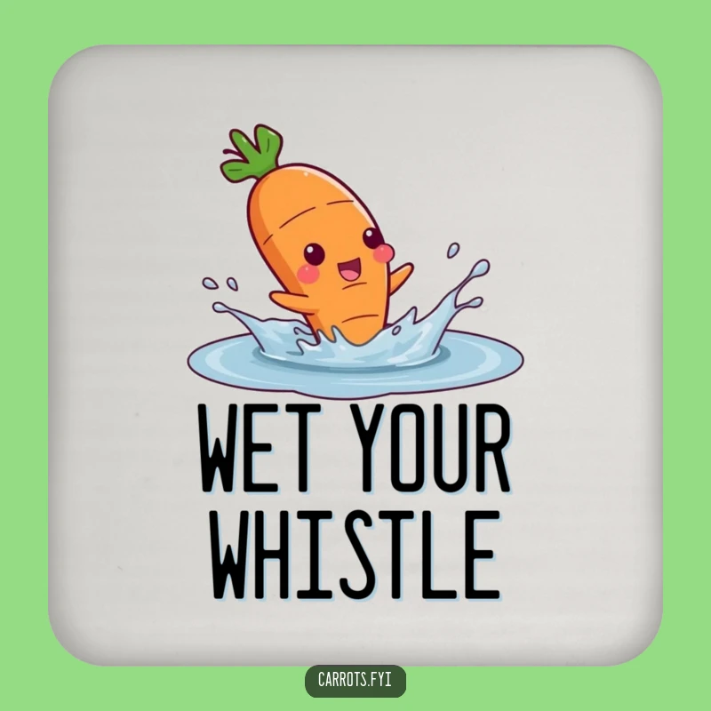 Funny Carrot Puddle Splash Coaster, Whimsical Veggie Drink Mat, Tiny Funny Gift Decor