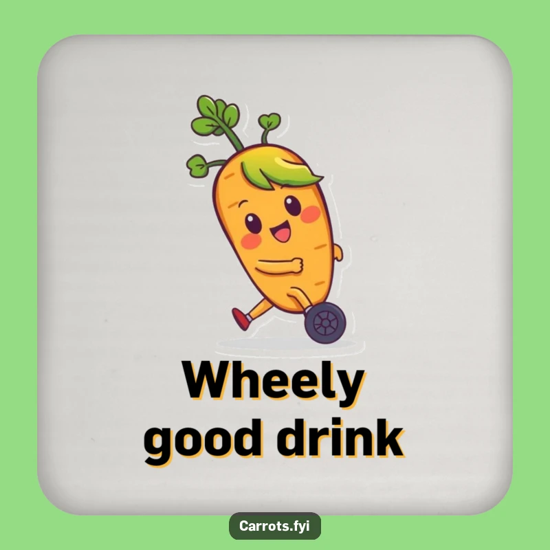 Funny Carrot Zooming Drink Coaster - Protect Surfaces with this Hilarious Veggie Art!