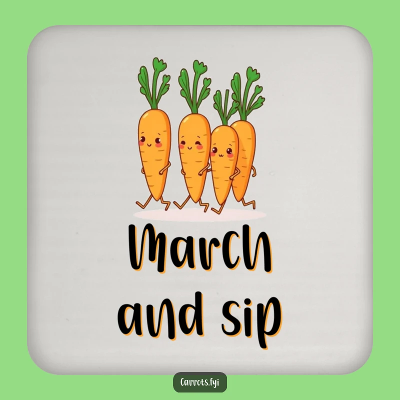 Funny Marching Carrots Coaster: Protect Surfaces with Hilarious Veggie Flair Gift