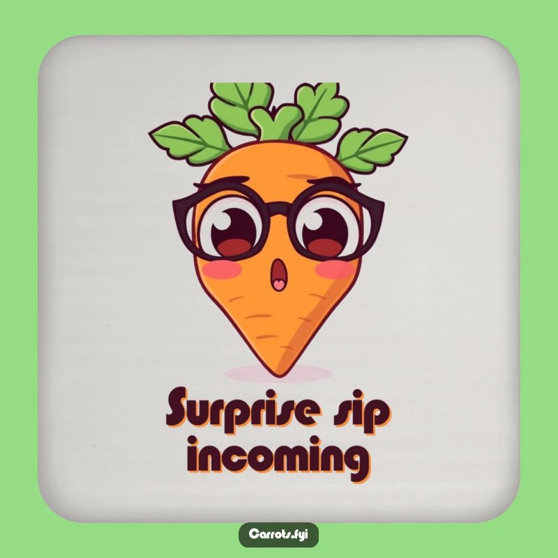 Funny Surprised Carrot Coaster - Protect Surfaces Veggie Humor Decor