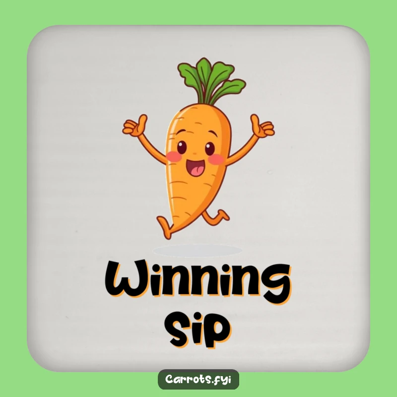 Funny Victorious Carrot Drink Coaster: Protect Surfaces with Hilarious Veggie Flair